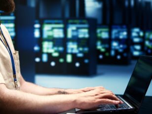 Supervisor doing server diagnostic test